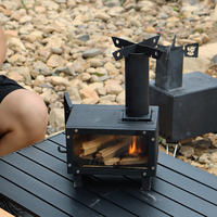 Mini poêles à bois en acier carbone noir personnalisées pour la cuisson et le chauffage, utilisation portable en extérieur