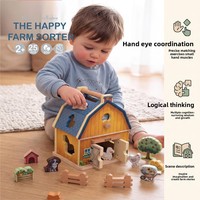 Jouet d'étable en bois pour trier et assortir les animaux de la ferme pour les tout-petits, ensemble de jeu éducatif Montessori avec fermier et tracteur