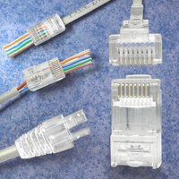 Connecteur mâle modulaire RJ45 8P Cat6 UTP JISJACK avec contacts en bronze phosphoreux et boîtier PC 12V - Eazy Cat6 à passage direct
