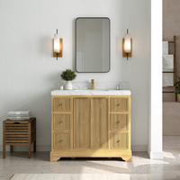 Modèle moderne 42 pouces. W X 22 In. Meuble-lavabo autoportant en teck massif naturel, durable et facile à nettoyer, avec 6 tiroirs, pour salle de bain