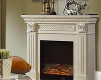 Cheminée électrique sculptée européenne Prima avec manteau décoratif, flamme LED, autoportante, moderne, pour salon, avec télécommande