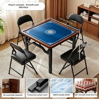 Table de Mahjong et de Salle à Manger Pliante de Luxe à Double Usage avec Structure Métallique Portable pour la Maison, les Salles d'Échecs/de Cartes