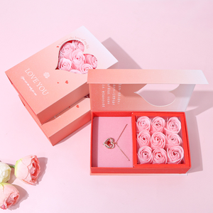 Caja de Regalo de Joyería Rectangular Romántica de Lujo con Flores Eternas, Caja <span class=keywords><strong>para</strong></span> Collar del Día de San Valentín con Rosa Preservada y Bolsa de Papel - Product Image 6