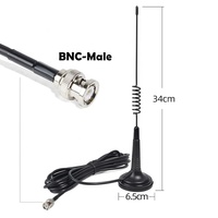 Antena CB de antena magnética BNC-macho de 27Mhz con base de montaje magnético de 2,7 pulgadas Cable RG58 de 4 metros