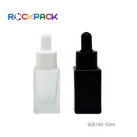 Flacon compte-gouttes en verre de forme rectangulaire givré noir mat de 10ml pour huile essentielle