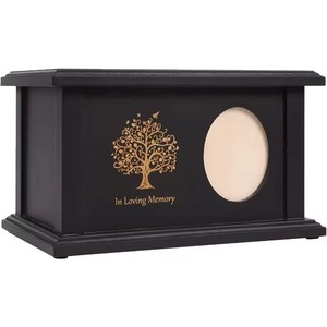 Urne commémorative en bois pour animaux de compagnie, cadre photo rectangulaire, arbre de vie, boîte de crémation pour chien et chat, fournitures funéraires en bois massif - Product Image 5