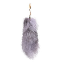 Vente en gros cristal 20cm grande queue de sétaire moelleux pas cher queue de fourrure de renard porte-clés pour la décoration vraies queues de renard