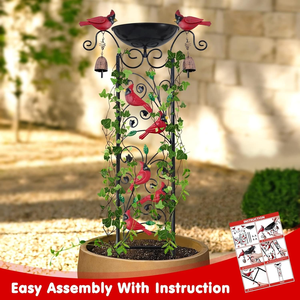 Décor de jardin Cardinal : Treillis pour plantes grimpantes, carillon éolien extérieur, décorations de <span class=keywords><strong>printemps</strong></span> pour pelouse - Product Image 5