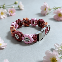 Collier pour chien élégant en nylon tissé, couleur unie, motif floral, réglable, avec boucle à dégagement rapide, robuste, toutes saisons, style luxe léger