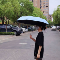 Parapluie à trois plis avec protection UV Belle conception de dessin animé classique Pongé pare-soleil pour pluie soleil cadeaux d'affaires