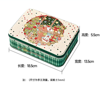 Boîte en fer blanc rectangulaire scellée à motif de Noël de dessin animé mignon pour biscuits, chocolats, cadeaux de fêtes, fourniture d'usine