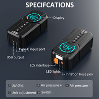 Démarreur de batterie d'urgence 2800 Ampères de pointe, pinces intelligentes, batterie externe avec lumière LED pour utilisation en moto