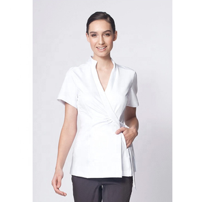 Enchi, venta al por mayor, elástico, SPA, salón de belleza, terapeuta, Túnica envolvente, uniformes, enfermería, tejido personalizado, poliéster, algodón, 50 juegos - Product Image 4