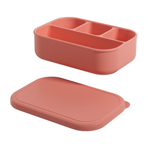 Silicone Lunch Box Four Compartment Rectangle Seal Lid <b>Microwave</b> Oven Safe For Office Workers Adult - Product Image 1