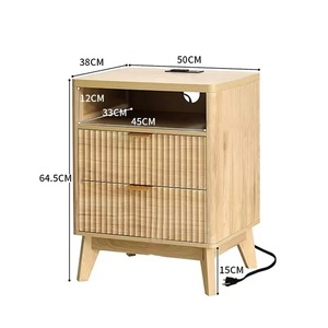 Custom-made wooden minimalist <b>bedside</b> storage <b>cabinet</b> for <b>small</b> apartments, bedrooms, and living rooms. Solid wood double - Product Image 4