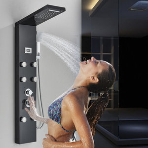 Robinet de douche thermostatique carré <span class=keywords><strong>Bluesea</strong></span> en acier inoxydable brossé avec barre coulissante et pommeau de douche pluie, en céramique, en promotion - Product Image 6