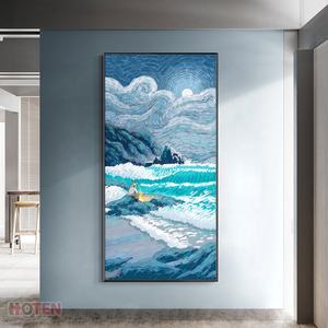 Murale dipinto a mano Post-moderno paesaggio balneare ispirato a <span class=keywords><strong>Van</strong></span> <span class=keywords><strong>Gogh</strong></span> su misura di arte della parete di dimensioni astratte per hotel - Product Image 1