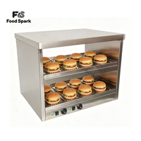 Promotion Vitrine Chauffante Électrique pour Hamburgers, 2 Niveaux, Conception à Goulotte, en Acier Inoxydable, pour la Présentation et le Maintien au Chaud de Pains et de Galettes
