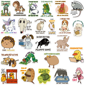 50 Pezzi Adesivi Creativi con Frasi in Inglese e Animali per Laptop e Bottiglie, Decorazioni Divertenti - Product Image 4