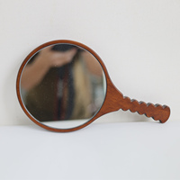 Miroir de poche rond en bois brun moderne avec logo personnalisé, écologique, durable, pour la beauté, le maquillage et le soin personnel, 30x17,5x1,6 cm