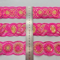Dentelle florale brodée personnalisée, garniture en dentelle africaine pour décoration DIY, dentelle en polyester organza avec strass et paillettes