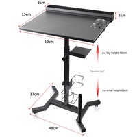 Table de travail réglable en acier inoxydable pour tatouage, table portable de maquillage permanent avec plateau et support roulant pour salon