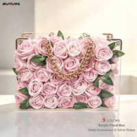 Boîte de présentation en acrylique, boîte en acrylique transparente, boîte à fleurs en acrylique avec poignée, rose bleue artificielle, boîte cadeau, boîte cadeau de Noël