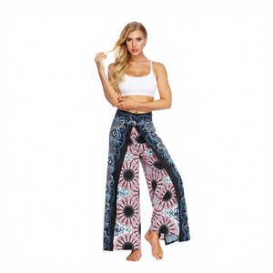 Pantalones Harem Casuales de Primavera para Mujer, Cintura Elástica, Estampados, Pierna Ancha, Estilo Bohemio, Ropa Deportiva para Yoga y Fitness, Poliéster, Estampado Digital, Holgados - Product Image 4