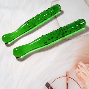 Vente en gros jouet pour adulte long transparent en cristal double plug <span class=keywords><strong>anal</strong></span> verre vert - Product Image 3