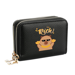 À la mode et mignon Mini court dessin animé portefeuille pour femmes en cuir PU Double fermeture éclair portefeuille <span class=keywords><strong>carte</strong></span> d'identité banque porte-<span class=keywords><strong>carte</strong></span> Clip - Product Image 2