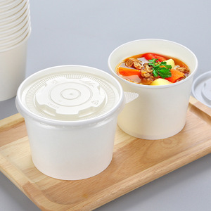 Bol à salade et à porridge jetable en papier imprimé personnalisé biodégradable, récipient alimentaire rond avec couvercle - Product Image 2
