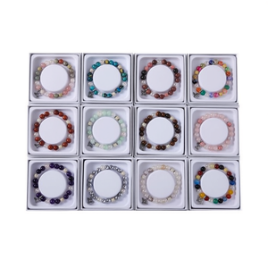 Set di 12 braccialetti Pulsera in acciaio inossidabile con pietra naturale Peace Dove da 8 mm - Product Image 1