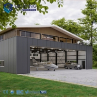 Hangar d'avion préfabriqué en structure métallique à grande portée avec portes coulissantes automatiques pour jets privés