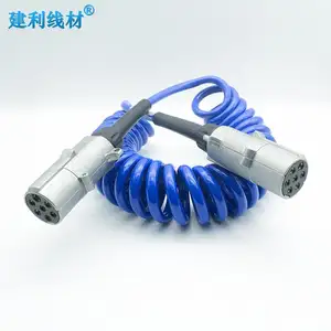 Set kabel koil Trailer PU biru 7-Pin Display kamera 3-Channel tanpa mudah untuk Trailer