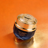 Ensemble de flacons de soin de la peau personnalisés de qualité supérieure 30 50G Verre dégradé bleu foncé Bouchon doré Base taillée en diamant Emballage de sérum facial de luxe