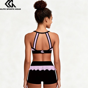 Màu hồng và màu đen thể thao áo ngực hàng đầu thể dục Đội Cổ Vũ thực hành mặc cổ vũ Crop Top và ngắn - Product Image 2