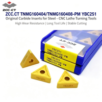 Plaquettes en carbure ZCC.CT TNMG160404 TNMG160408-PM YBC251 pour tournage CNC de l'acier