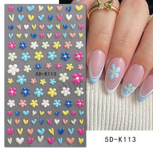 Pegatinas <span class=keywords><strong>de</strong></span> <span class=keywords><strong>Uñas</strong></span> 5D con Flores en Relieve, Coloridas, Diseño Simple, DIY, Flores Silvestres, Girasoles, Margaritas, Arte Grabado <span class=keywords><strong>de</strong></span> Primavera, Calcomanías para Manicura - Product Image 5