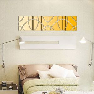 Geometric <b>Mirror</b> Wall Stickers - Self-Adhesive 3D Acrylic Decals in Gold, Silver & Black (4-Piece Set) - Product Image 5