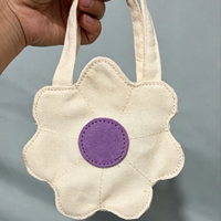 Bolso de Mano de Lona con Diseño de Mini Margaritas ZHYD, Pétalos Beige, Centro Verde, Bolso Tipo Tote Pequeño y Bonito para Niñas, Uso Diario Informal, Regalo