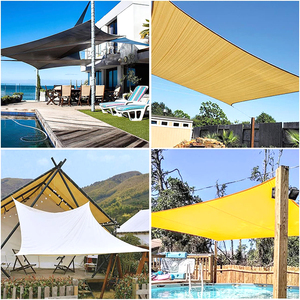 Toldo de HDPE <span class=keywords><strong>para</strong></span> Jardín, <span class=keywords><strong>Terraza</strong></span>, Patio, Playa, Verano, Color Beige, Oferta de Verano y Otoño, 4x4m, Protección Solar <span class=keywords><strong>para</strong></span> Coche - Product Image 2