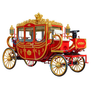 Calèche royale électrique de luxe rouge et or pour mariages, tourisme et visites touristiques - Product Image 6