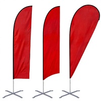 Drapeau de plage volant en polyester imperméable, imprimé sur mesure, en forme de plume ou de goutte d'eau, pour promotion, vente en gros usine