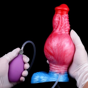 NNSX <b>Inflatable</b> Knotted Dildo Dog Dildo with Suction Cup Silicone Dog Cock Squirting Penis Fantasy Penis Animal Sex Toys - Product Image 1
