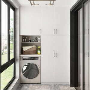 Gabinete de fregadero de lavandería de <span class=keywords><strong>aluminio</strong></span> moderno personalizado para <span class=keywords><strong>lavadora</strong></span> incorporada para hoteles y villas muebles de balcón - Product Image 1