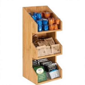 Étagère de rangement à trois niveaux en bambou pour articles de cuisine, type minimaliste sur pied, organisateur multifonctionnel - Product Image 1