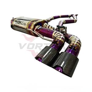 Sistema de Escape Valvetronic Vortex de Titanio Morado Soldado a Mano para G20/G22/G26 M340i/M440i 3.0L, Diámetro de Tubería de 76 mm, Boquillas Negras - Product Image 4