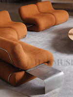 Canapé modulaire design nordique, style Bauhaus, courbé en forme de S, en tissu italien, laine d'agneau, effet goutte de pluie