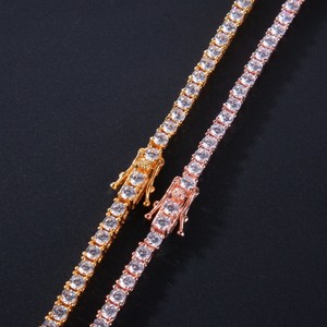 <span class=keywords><strong>Nuova</strong></span> Collana Hip-Hop in Argento 925 con Perle e Zirconi a Fila Singola, Catena Bamboo 3mm, Gioielli alla Moda - Product Image 2