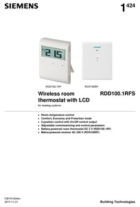 <span class=keywords><strong>Thermostat</strong></span> d'ambiance <span class=keywords><strong>Siemens</strong></span> RDD100 avec écran LCD, AC 230 V, commande à 2 positions avec sortie de signal de positionnement marche/arrêt pour le <span class=keywords><strong>chauffage</strong></span> - Product Image 2